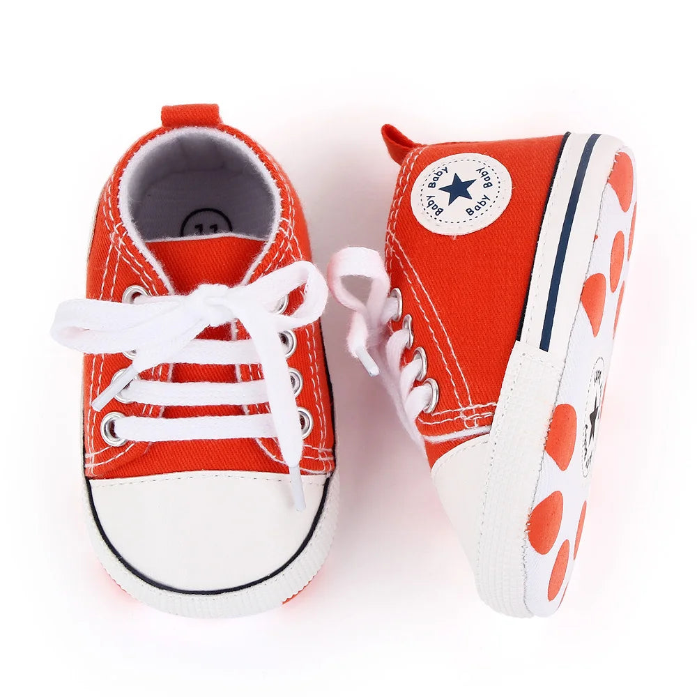 Spring New Baby Shoes Boy and Girl Classic Canvas Casual Sneakers Soft Sole Non-Slip Walking Newborn Toddler Shoes First Walkers