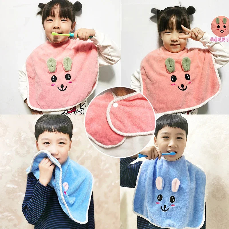Cartoon Baby Bibs for Children Washing Face Towel Salive Towel Boys Girls Learning Brushing Teeth Towel for 3 To 8 Years Kids