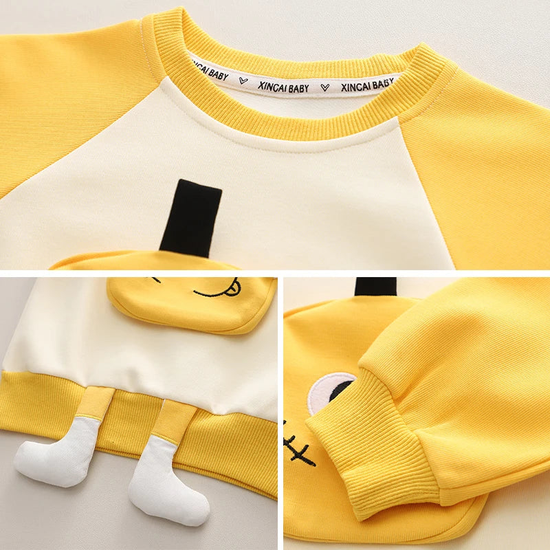 Baby Jungen Kleidung Set Frühling Herbst Sportanzüge für Kinder Cartoon 3D Tasche Sweatshirts Hosen 2tlg. Trainingsanzüge für Jungen Outfits