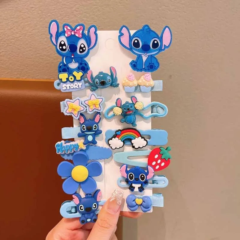 14 Pcs Baby Girl's Fashion Cartoon Stitch Hair Pin BB Hairpin Cute Girls Bangs Hair Accessories No Harm To Hair Baby Child Gifts