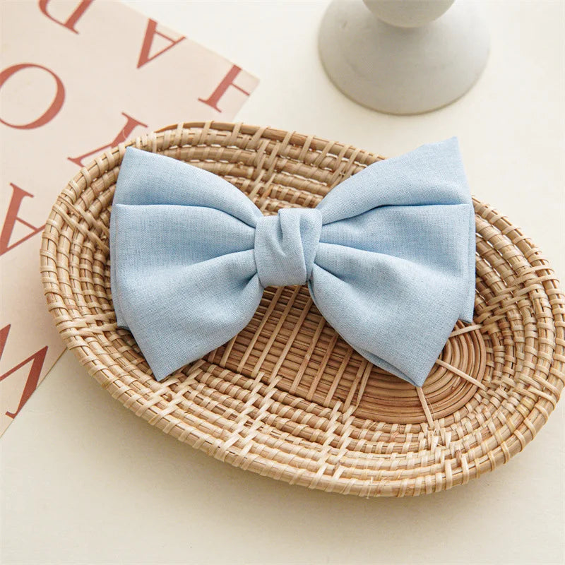 Children Bow Hair Clips Baby Girls Sweet Princess Hairpin Solid Color Spring Hairpin Fabric Barrettes Kids Hair Accessories