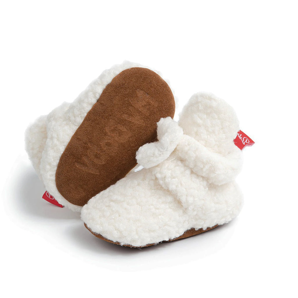 Meckior Botines de forro polar para bebé, zapatillas para bebé, niña y niño, antideslizantes, suela blanda, calcetines para bebé, primeros andadores de recién nacido, zapatos cálidos para cuna