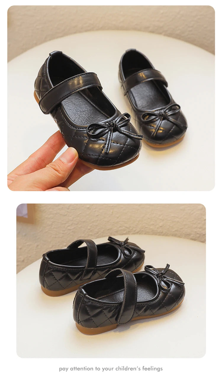 Baby Girls Leather Shoes for Boys Girls Fashion Princess Classic Toddlers Medium Kids Flats with Bow-knot Size 21-30 Sweet Chic