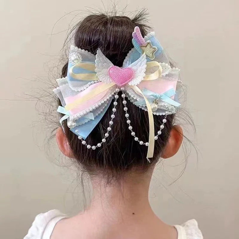 Fashion Princess Bow Hairpins Barrettes Children's Hair Accessories Cute Sweet Girls Hair Headdress