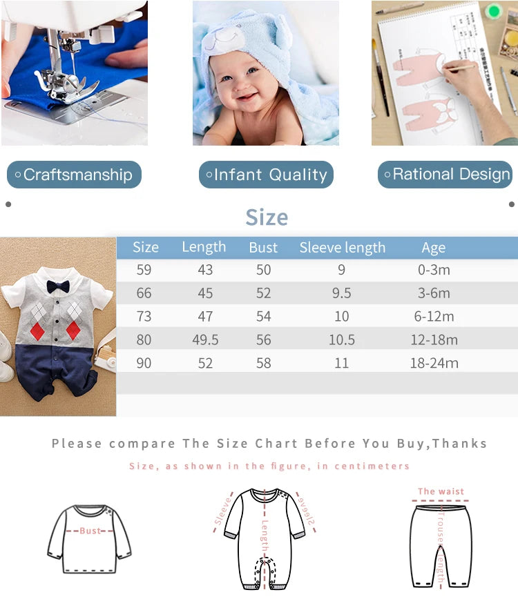 0-18 Baby-Bodysuit Gentleman Style Elegant Formell Baumwolle Bequem Weich Jungen Und Mädchen Sommer Kurzarm Neugeborenenkleidung