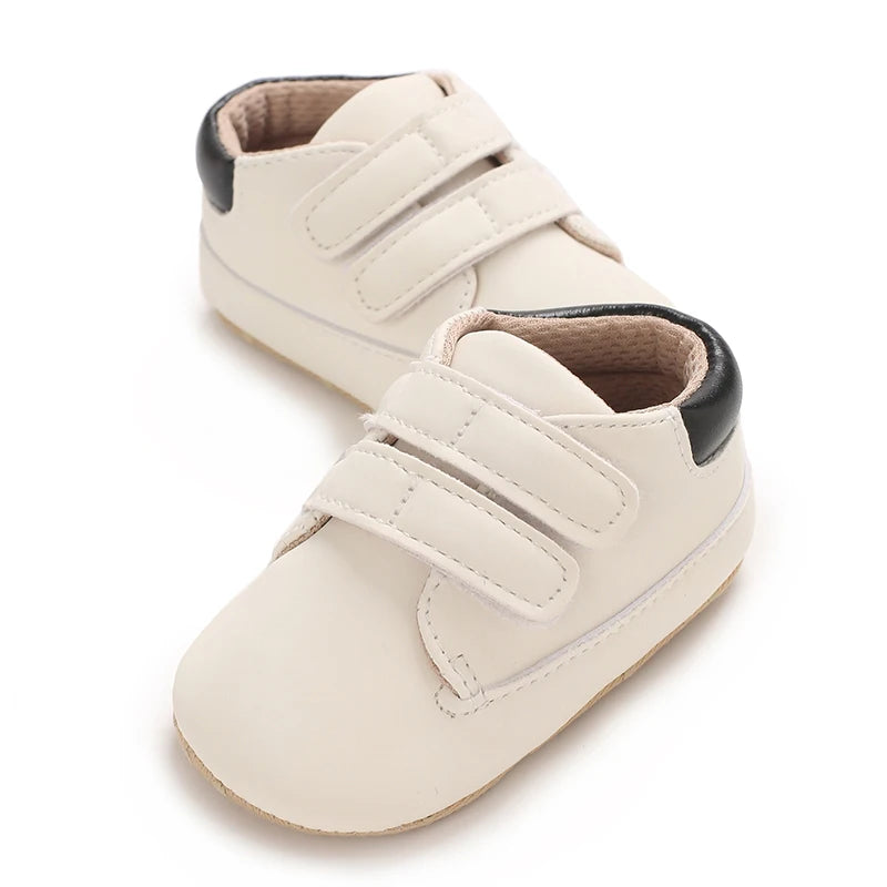 Newborn Baby Shoes Classic Leather Soft Soles Non Slip Toddler Walking Shoes for Boys and Girls 0-18M First Step Walking Shoes