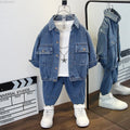 Boys Denim Set 2 Piece Clothes Kids Trendy Cotton Jacket Pants Suits Outfit Casual Wear Children Clothing Spring Autumn Costume