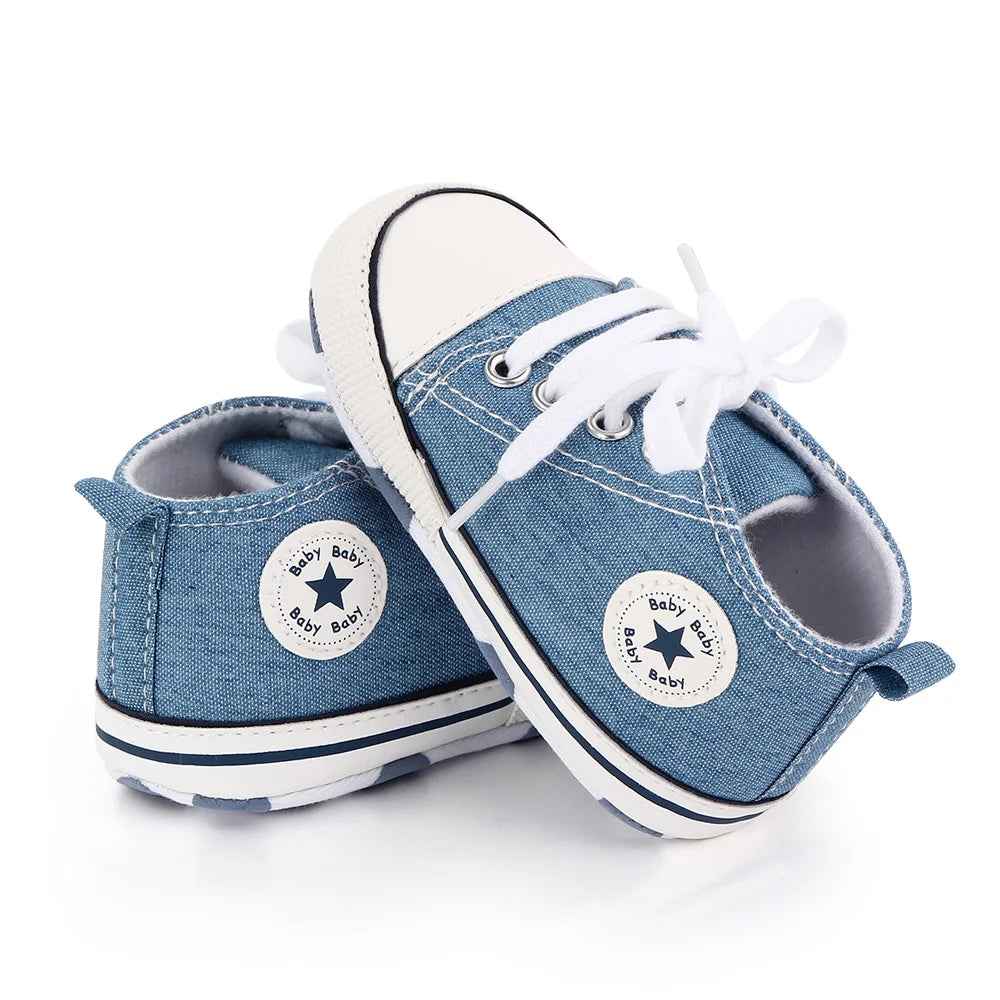 Spring New Baby Shoes Boy and Girl Classic Canvas Casual Sneakers Soft Sole Non-Slip Walking Newborn Toddler Shoes First Walkers