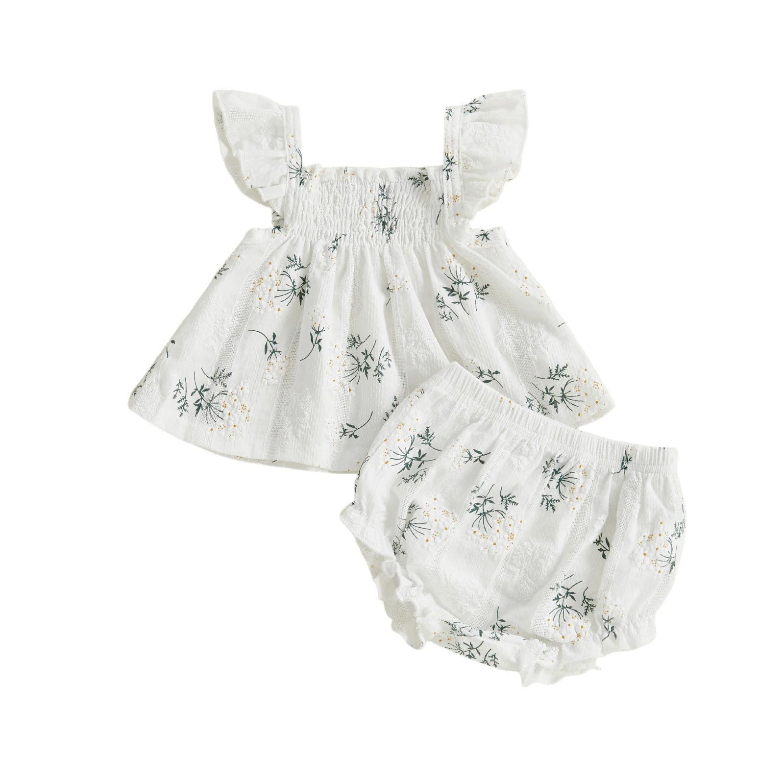 Toddler Girl Floral Print Flutter Sleeve Top and Shorts Set for Summer Cute 2 Piece Outfit for Casual Wear