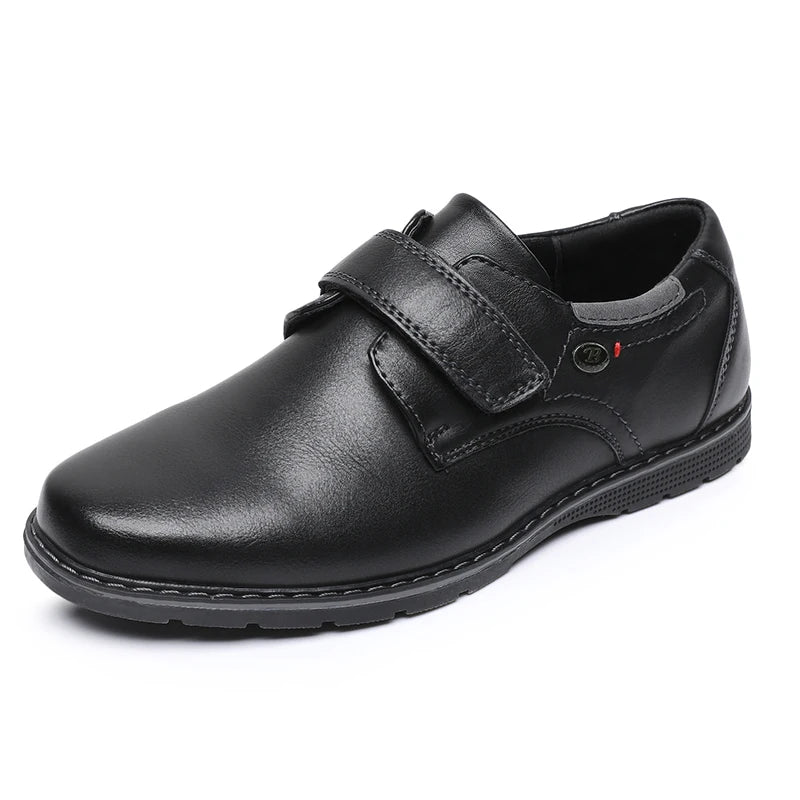Children Campus Black Leather Shoes, Cowhide Single Shoes Spring And Autumn Style Breathable British Soft Boys Babies Children