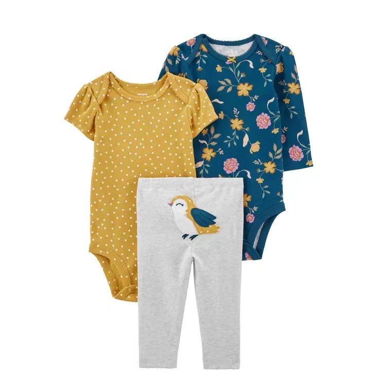 2025 Baby Mädchen Kleidung Herbst Frühling Neugeborenen Outfit Baumwoll-Body Oberteil und Hose Set Kinder Kleinkind Kleidung 6-24M