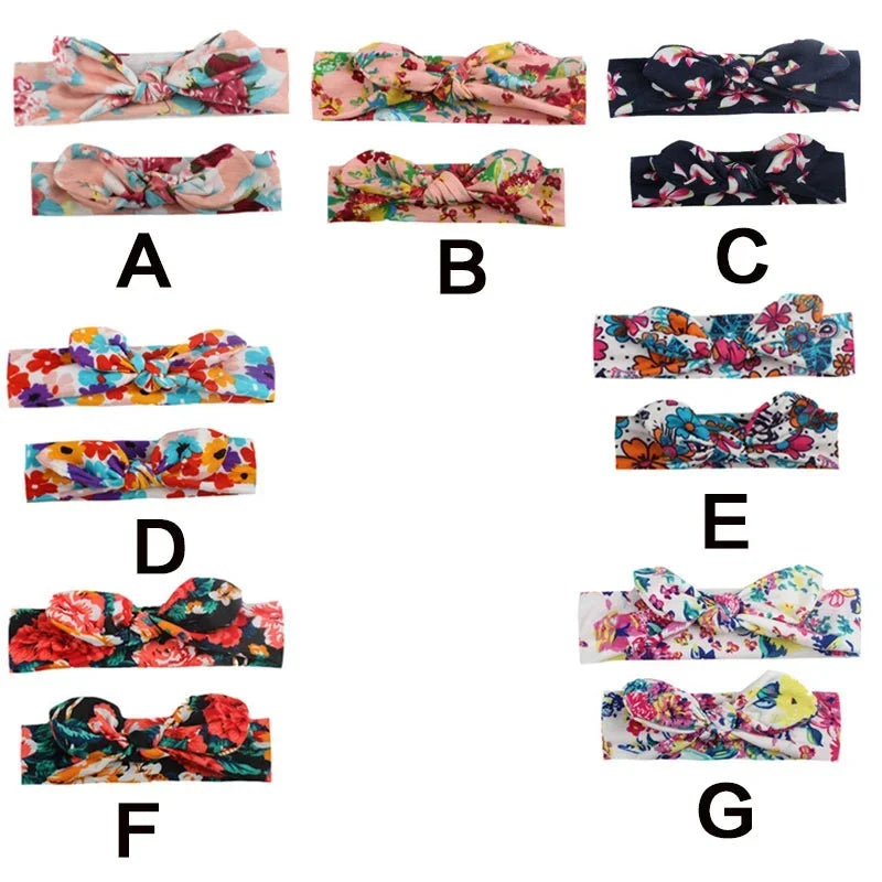 New Mother & Baby Bunny Ears Headbands 2PCS - Bow Hair Accessories Elastic Headband for Infants Toddlers Girls