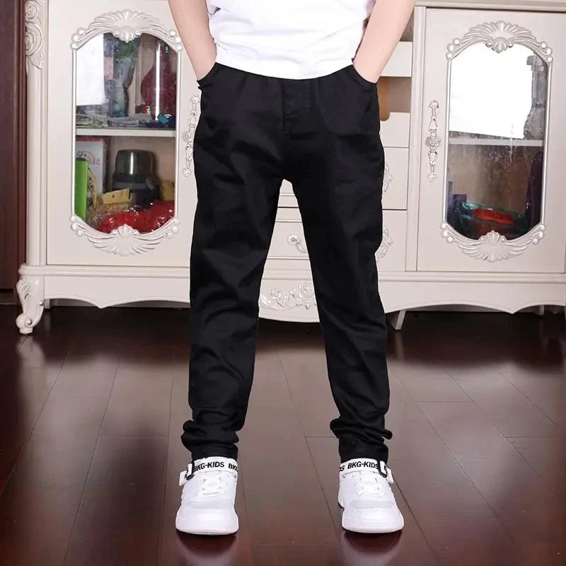 Children's Clothing Boys And Girls Casual Pants Spring Autumn 2023 New Fashion Black White Student Costumes Big 100%  Cotton