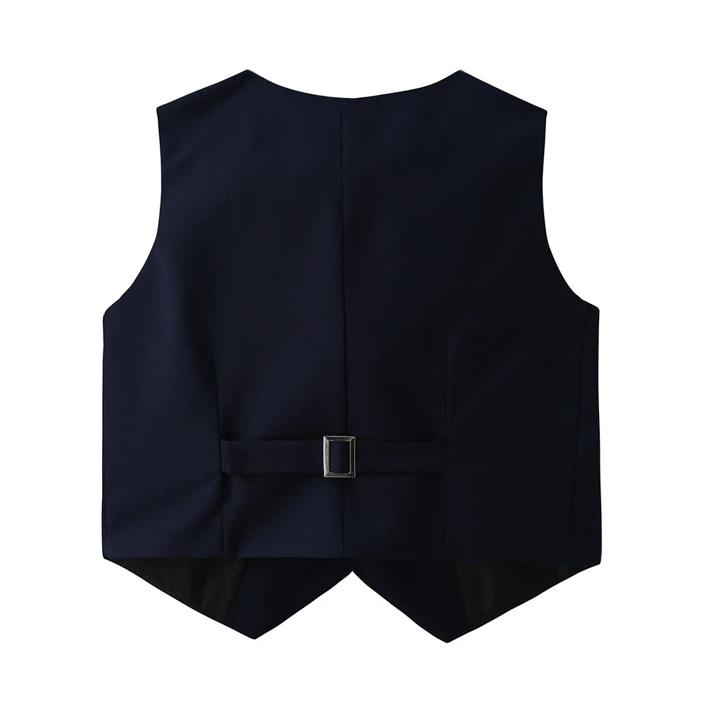 Kinderuniform für Jungen Mädchen Weste 4-teiliges Langarm-Herbst-Schulkleidungsset Teenager Preppy Stil Tägliches Modekleid
