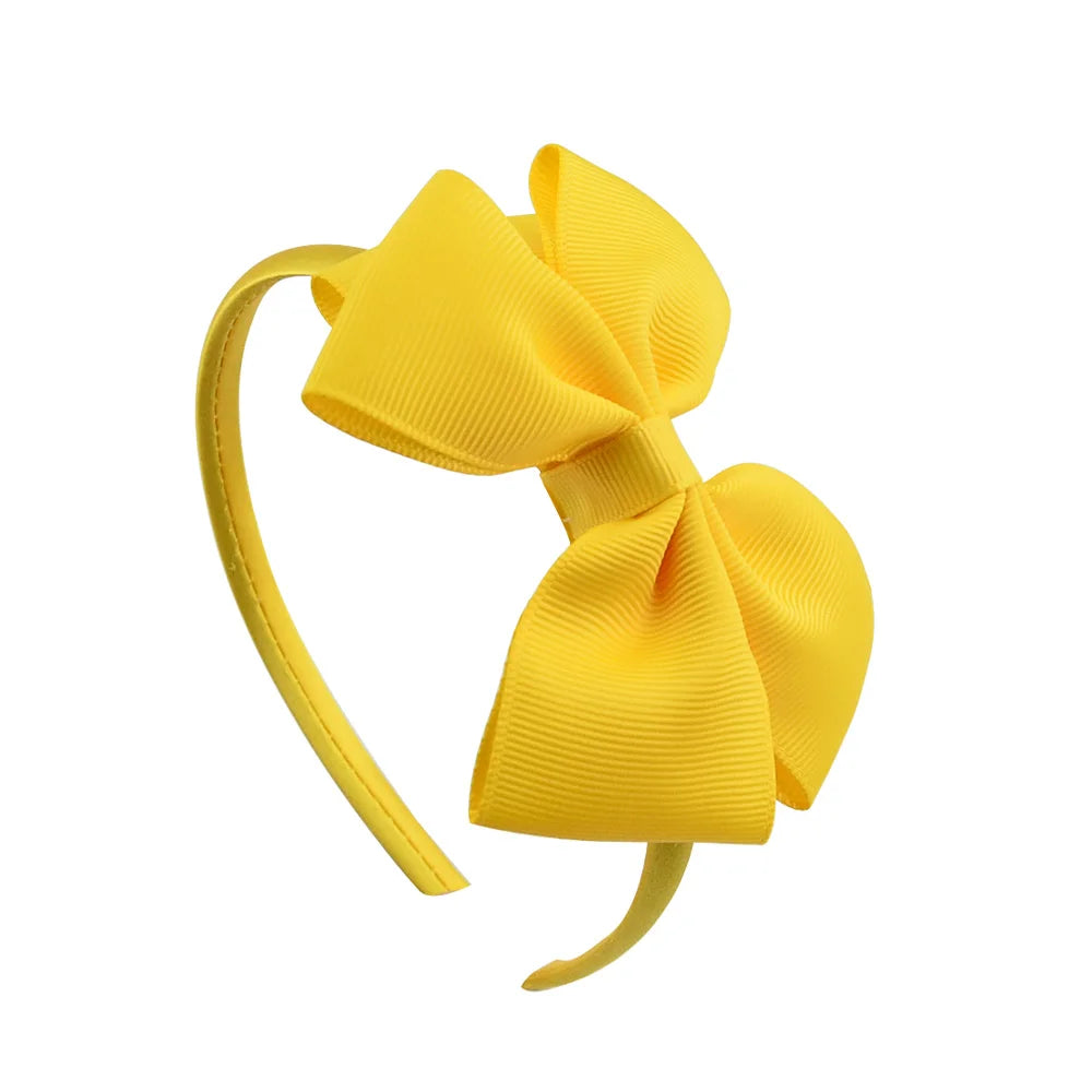 1 Piece Ribbon Handmade Hair Bows Hairbands for Baby Girls 20 Colors Cute Bowknot Solid Color Headband Headwear Hair Accessories