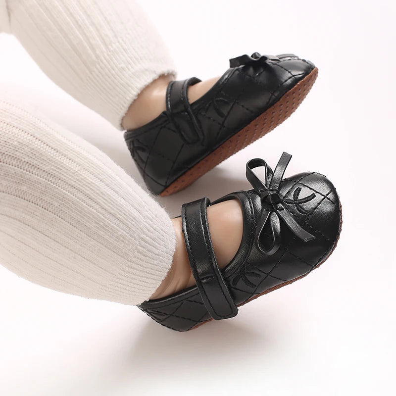 0-18M Baby Girl Leather Shoes New Spring And Autumn Bow Princess Shoes Baby Soft Sole Single Shoes Baby Walking Shoes