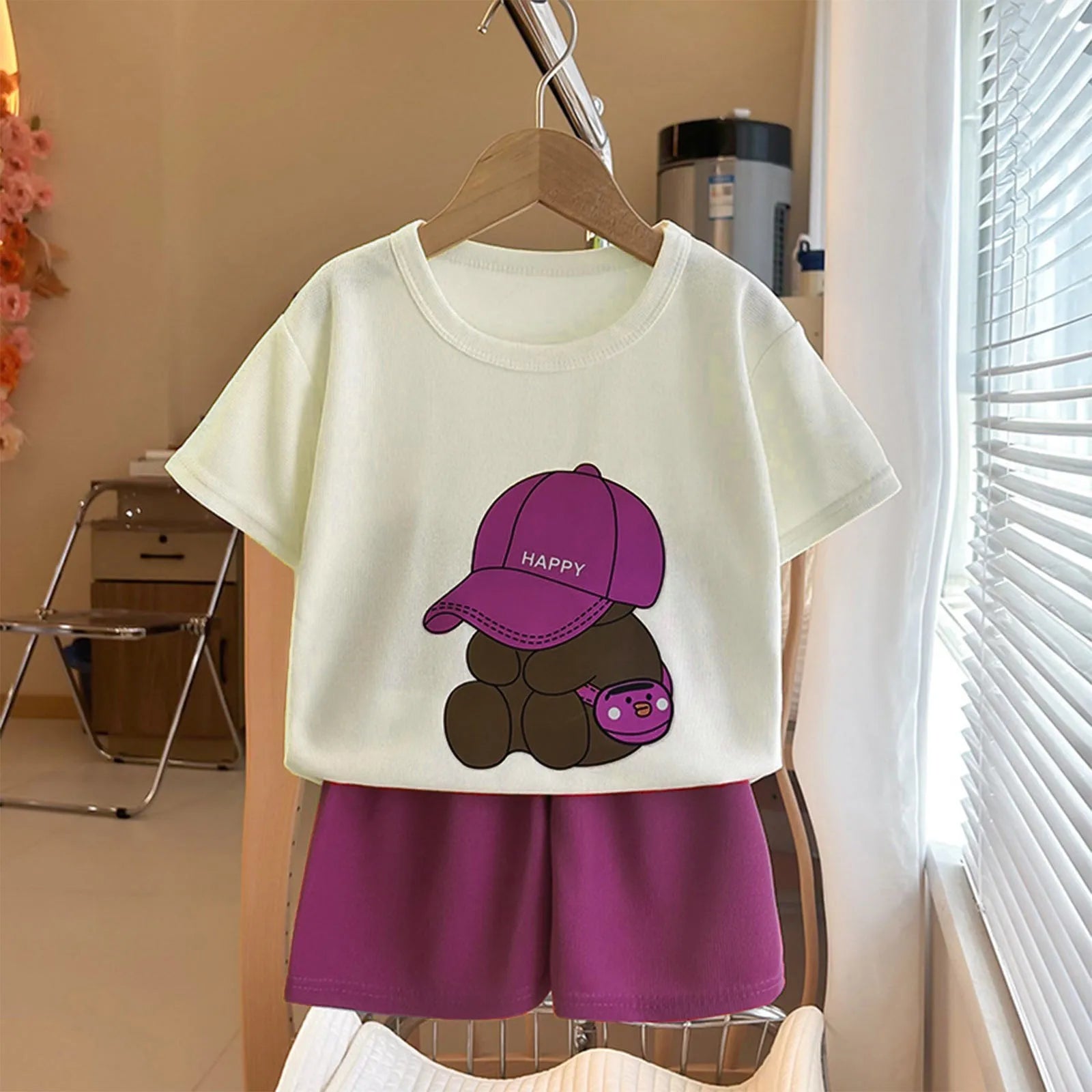 Boys Girls Cartoon Clothing Set Toddler Essentials Breathable Short Sleeve T-shirt Summer Outfit Soft Casual Loose Kids Shorts