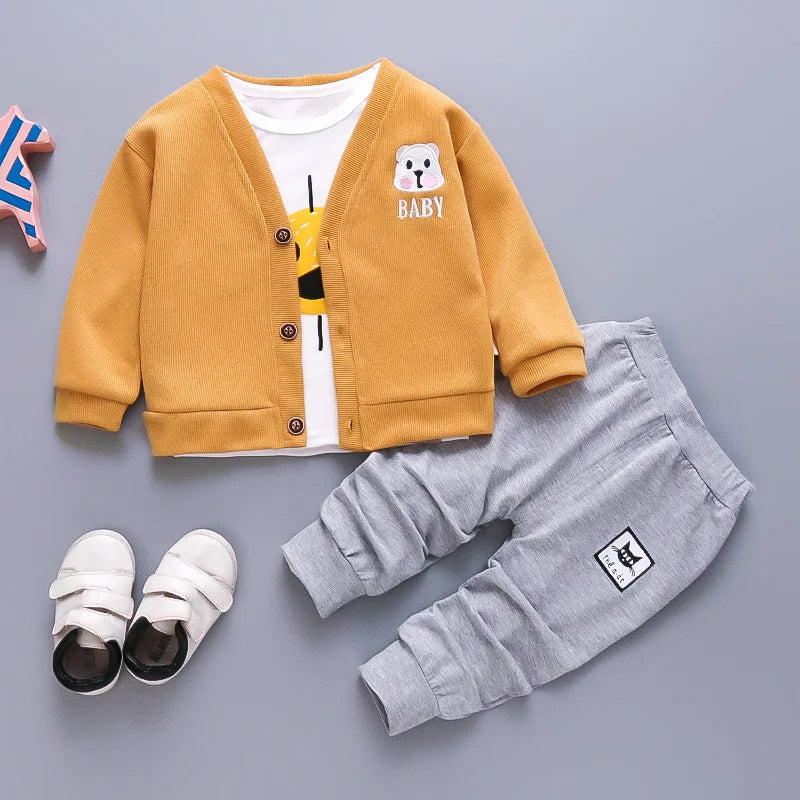 Toddler Baby Boys girl Clothes Set spring autumn corduroy Cartoon Clothing Sets Boys Hoodies Jacket And Pants Kids Suit 0-5Y