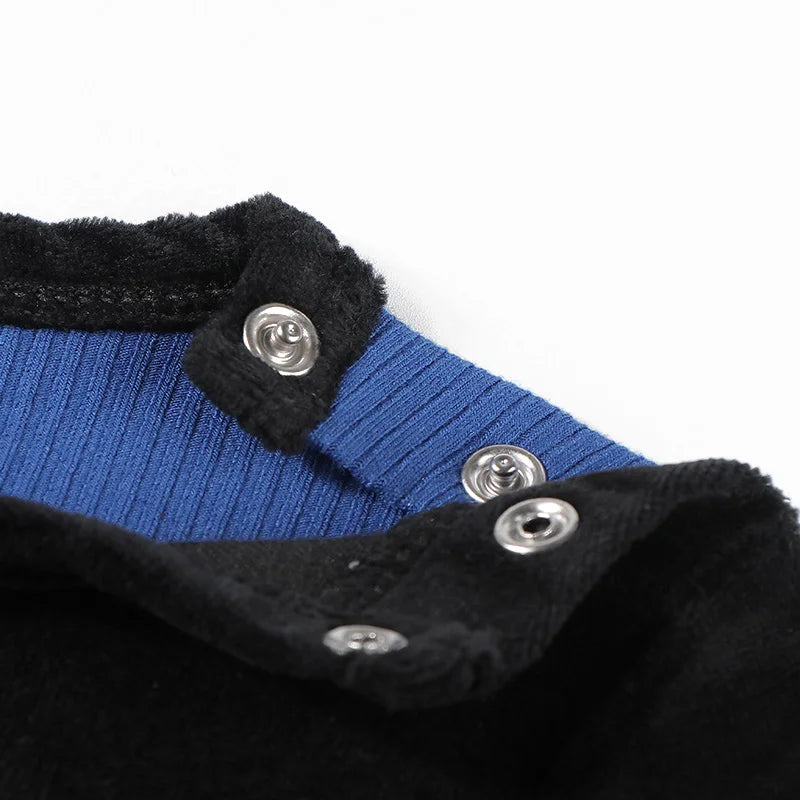 Jungen Schlafanzug Set blaues schwarzes Oberteil und Hose Kinderkleidung für Jungen und Mädchen Rundhals Winter Velours Vorderseite Rippen Rückseite