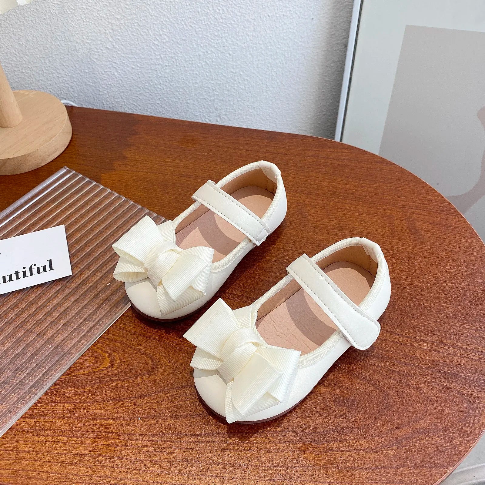 Baby Girls Leather Shoes 2025 New Autumn Toddler Ballet Flats with Cute Bow Non-slip Elegant Princess First Walker Party Shoes