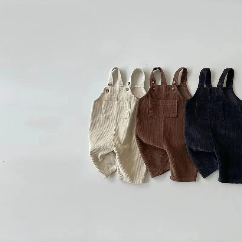 Herbst Winter Kleinkind Baby Jungen Mädchen Einfarbig Cord Latzhose Strampler Kinder Overall Kleidung