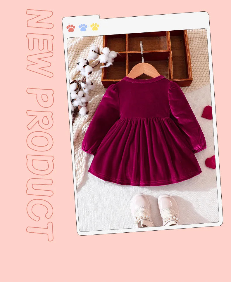 Prowow Baby Velvet Dresses New Year Long Sleeve Front Bow Purple Dress For Newborns Toddler Girls Christmas Costume 2026