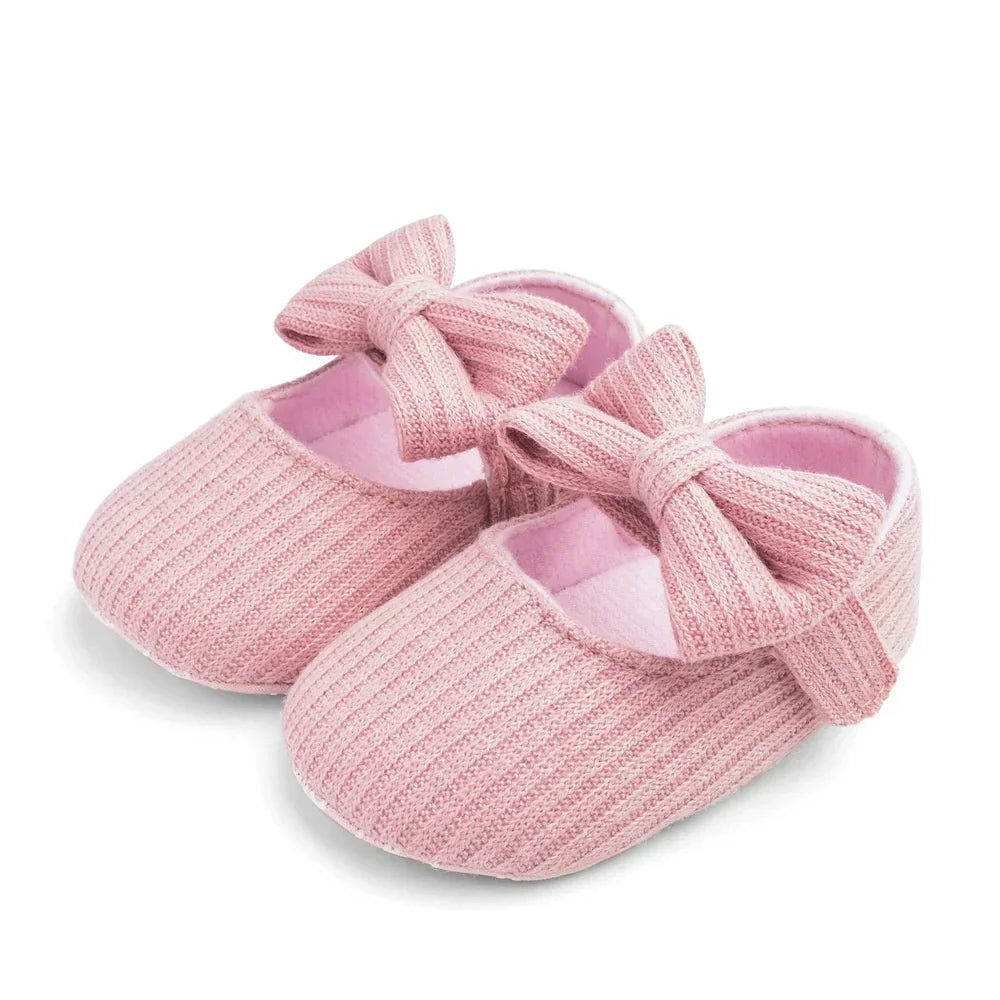 Newborn Baby Shoes Cute Bow-Knot Soft Sole Non-Slip Infant Walking Shoes for Girls 0-18 Months Princess Style First Walkers