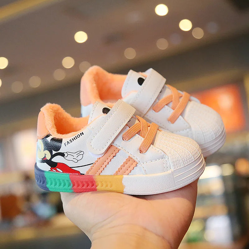 Mickey Minnie Zapatos casuales para niños niñas Zapatillas deportivas transpirables y suaves para bebés Calzado deportivo al aire libre para niños pequeños Primavera