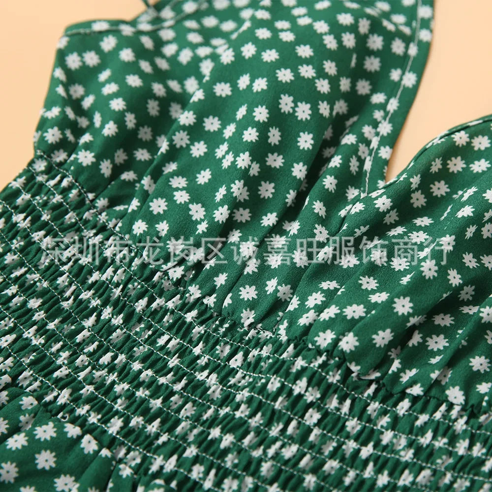 V-Neck Mother Daughter Dresses Family Set Flower Mommy and Me Matching Clothes Fashion Woman Girls Sleeveless Dress Outfits 2025