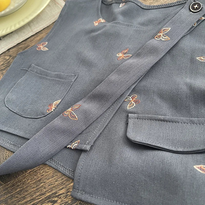 Conjuntos de Ropa para Niños Primavera Otoño 2026 Chaleco de Moda Infantil Camisas Pantalones 3 Piezas Traje de Fiesta para Bebé Niño Trajes Niños Cumpleaños Conjunto 5