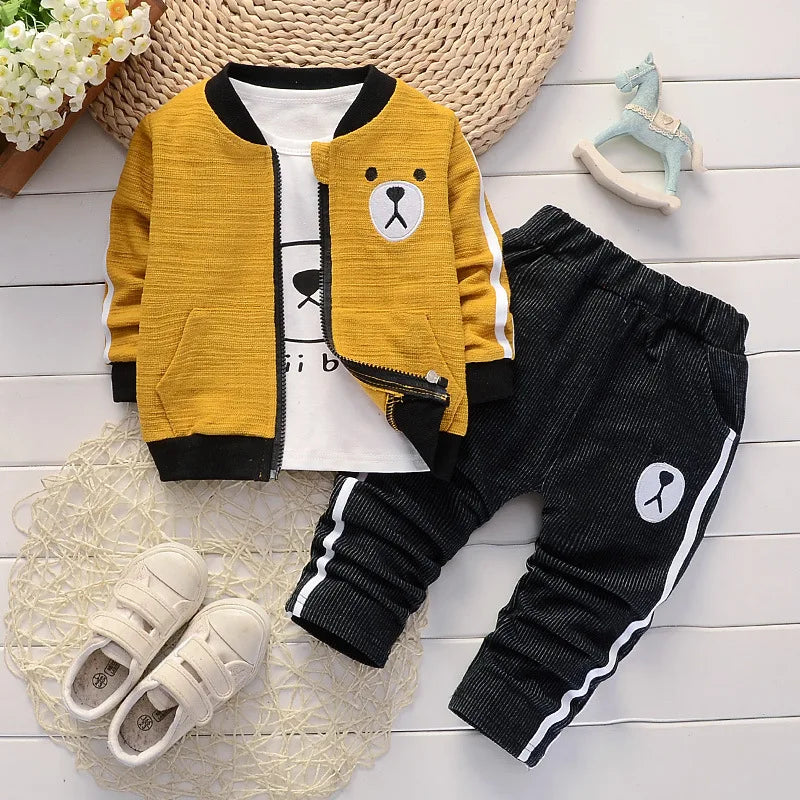 Conjunto de ropa para bebé niño, moda, algodón, tops con capucha + pantalones, 3 piezas, atuendos para niños, chándal para recién nacidos, conjuntos de ropa para niños