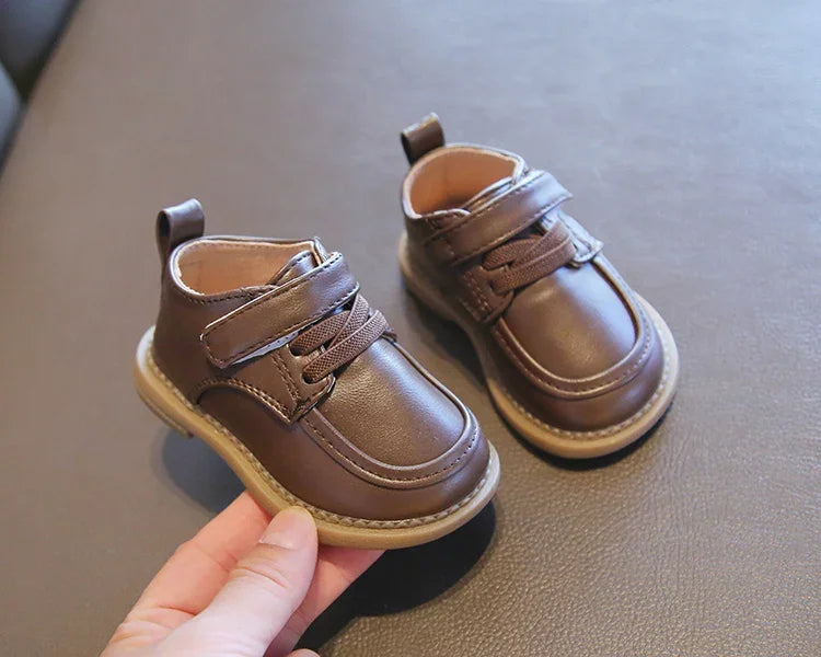 Baby Kids Small Leather Shoes British Style Boys Girls Walking Shoes Soft Sole 2024 New Children Flat Shoes Casual Comfortable