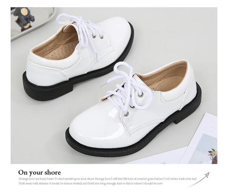 New Big Kids Loafers Boys Patent Leather Shoes Adult British Style Dress Shoes Men Casual Versatile Shoes Soft Sole Comfortable