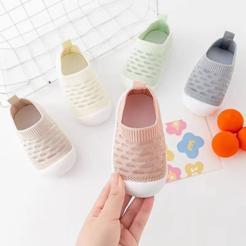 Baby Shoes Anti-slip Breathable Infant Crib Floor Socks with Rubber Sole for Children Girls Boys Mesh Shoes Soft Bottom Slippers