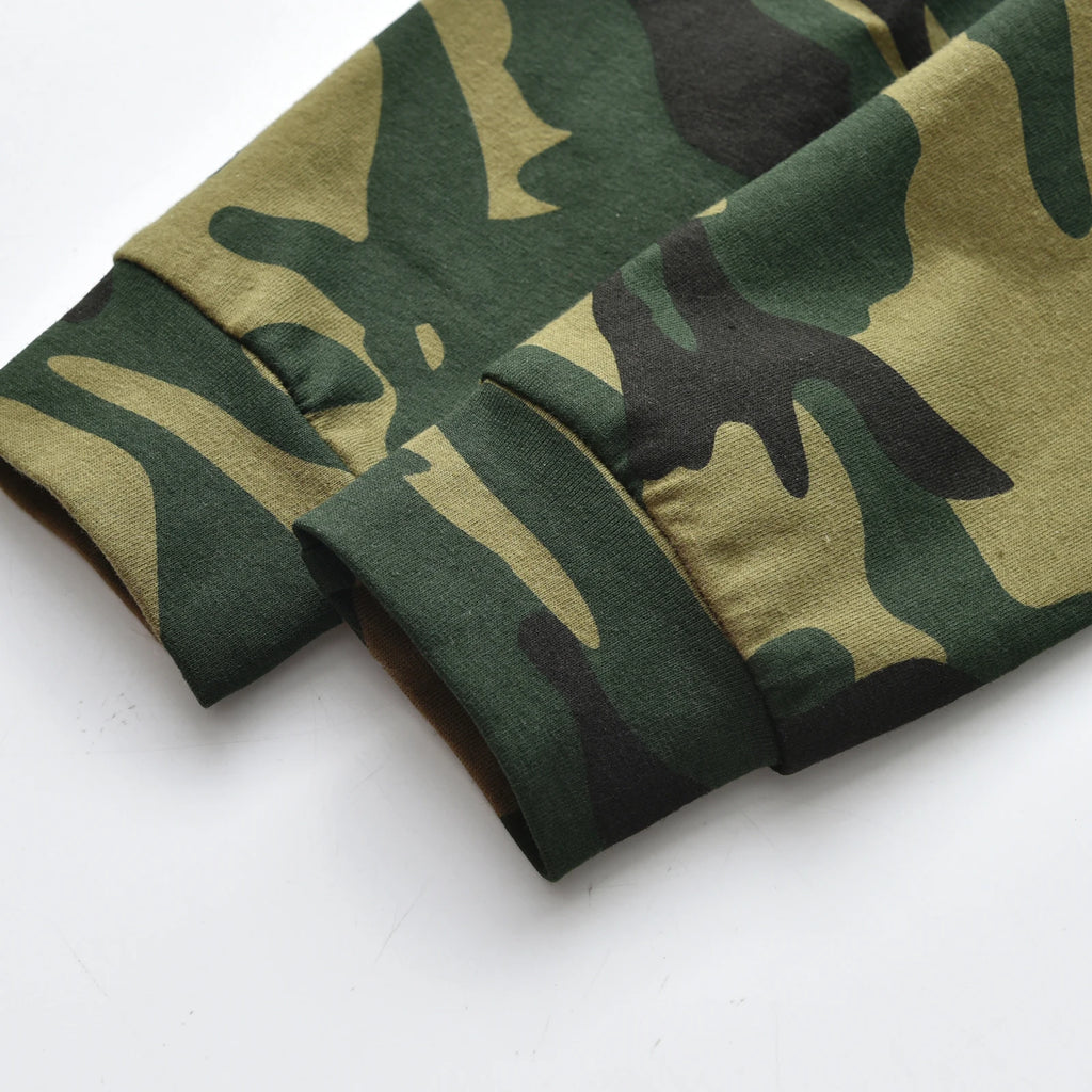 Newborn Infant Baby Boy Clothes Long Sleeve Letter Printed Bodysuit Tops Camouflage Pants Hat 3pcs Outfits Set