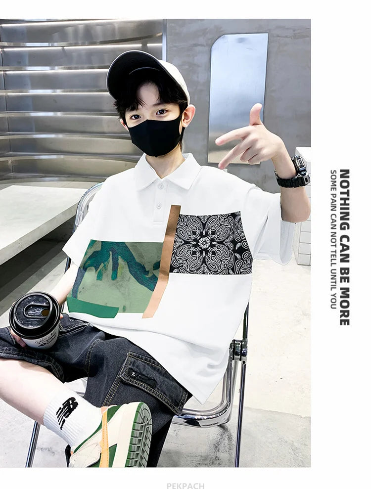 Jungen Kleidung Sommer Set Kind Mode Kurzarm Poloshirt & Jeansshorts 2-teiliger Anzug Teens Kinder Oberteil und Unterteil Kleider Set