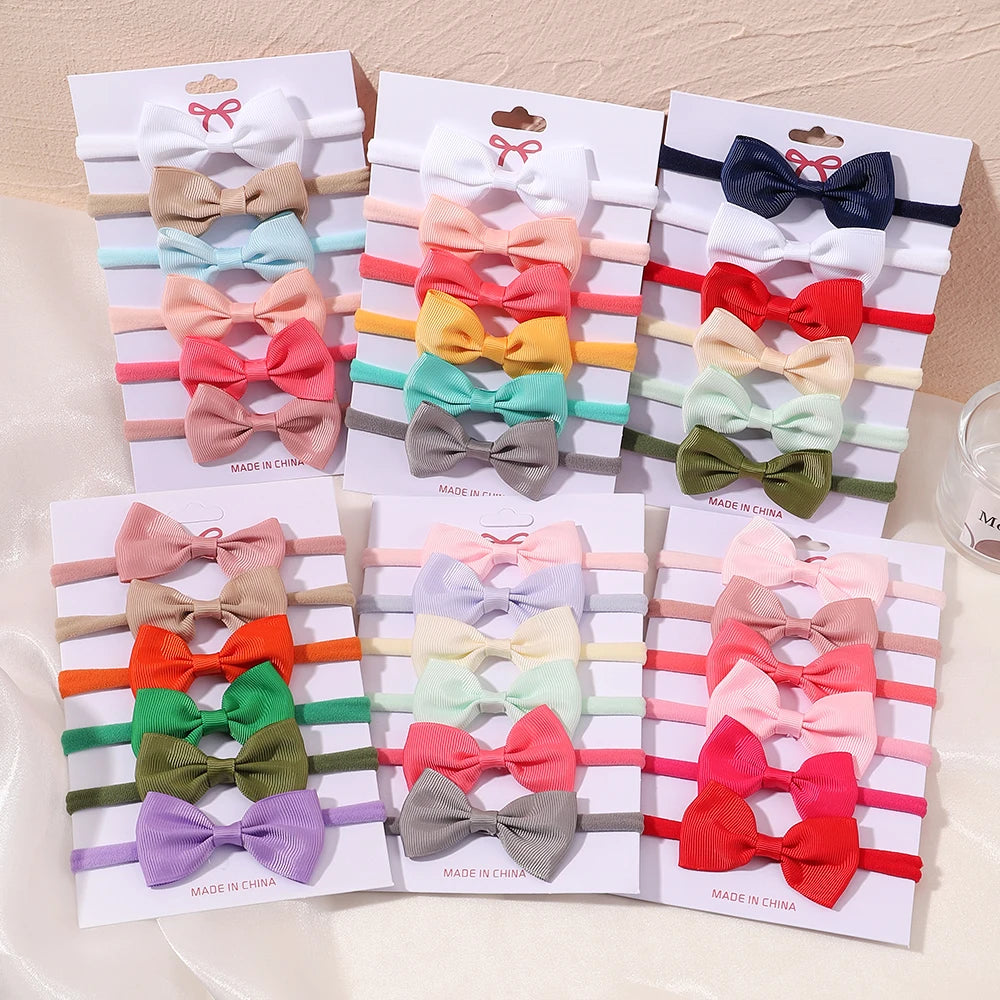 5Pcs/Set Elastic Baby Headband Solid Corduroy Ribbon Bow Headscarf Hairband Newborn Cute Knitted Headband Babe Hair Accessories