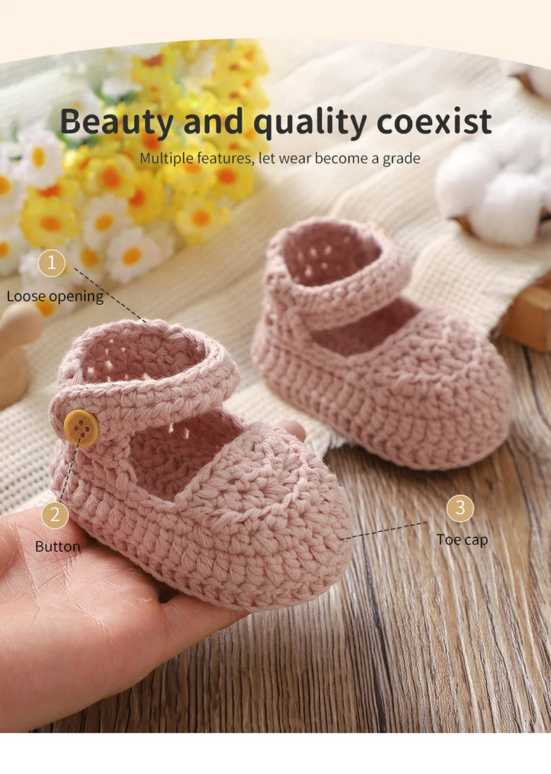 Baby Shoes 100%Cotton Knitted Newborn Boy Girl First Boots Fashion Solid Infant Footwear 0-18M Breathable Cute Shallow Seasonal