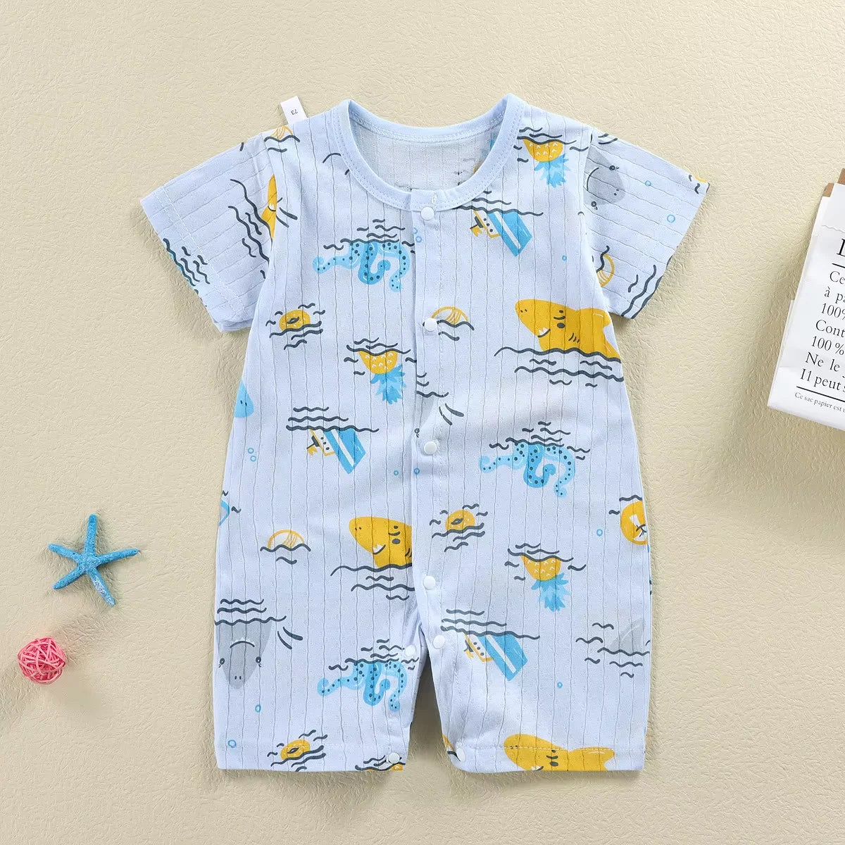 Baby Bodysuit 0-1 Years Cotton Jacquard Snap Closure Crawling Outfit Simple and Trendy Lightweight Romper