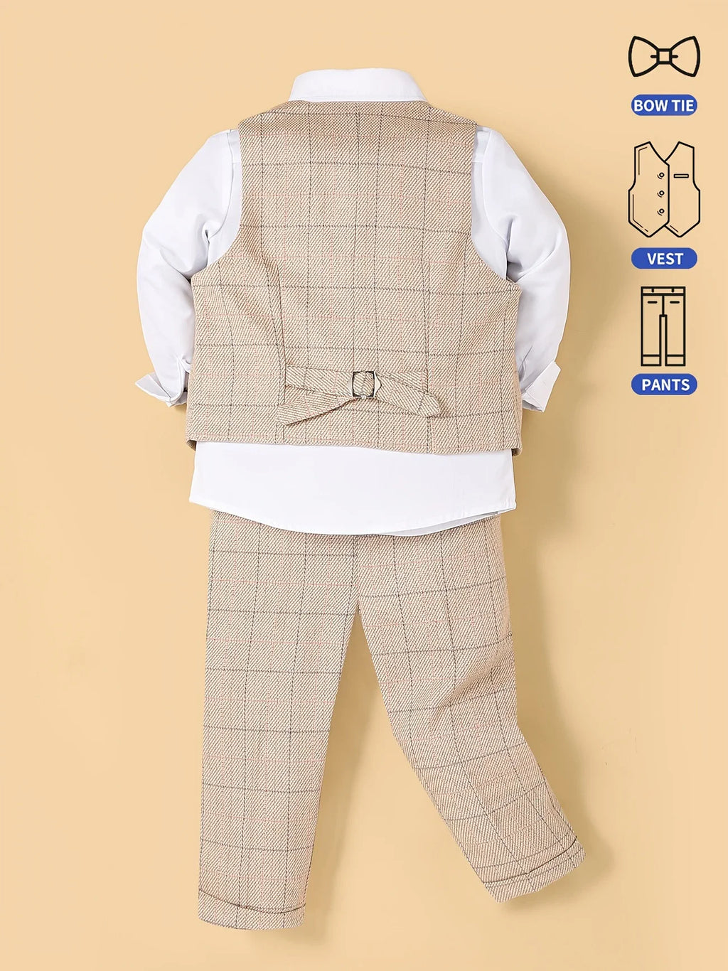 Atuendo de niño florista para bodas, chaleco formal, pantalones, pajarita, conjunto de 3 piezas para actuación de anfitrión de piano/discursos.