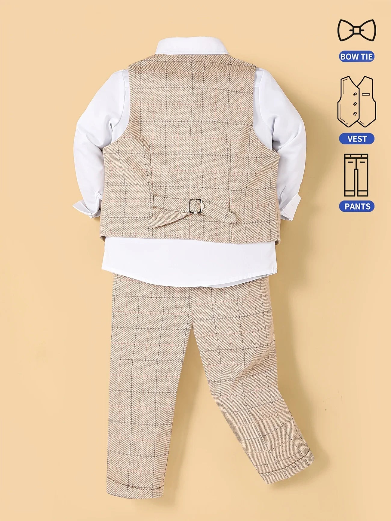Atuendo de niño florista para bodas, chaleco formal, pantalones, pajarita, conjunto de 3 piezas para actuación de anfitrión de piano/discursos.
