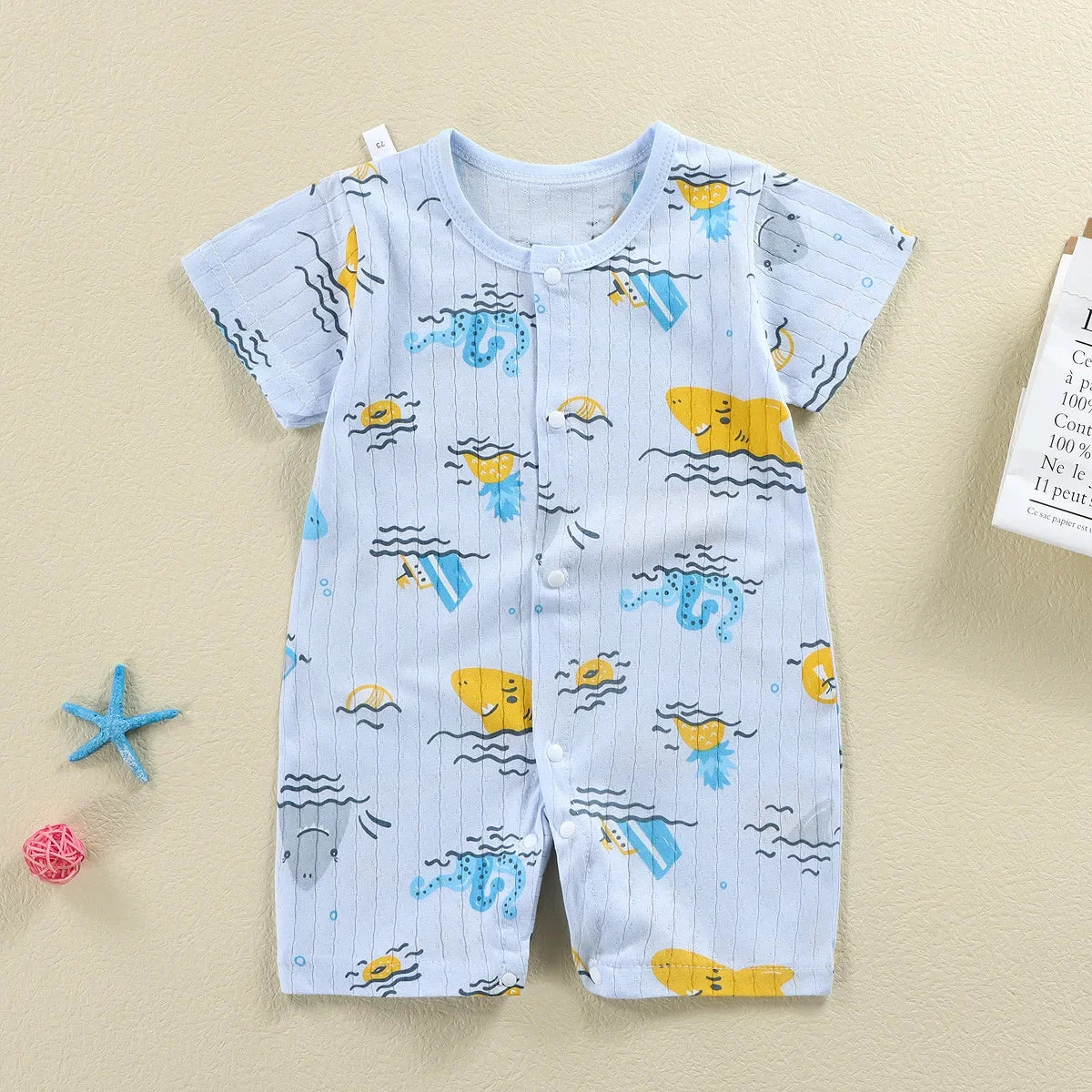 New Baby Newborn Clothes Baby Short-sleeved Jumpsuit 0-2 Years Old Boys Girls Romper Children Wrapping Clothes