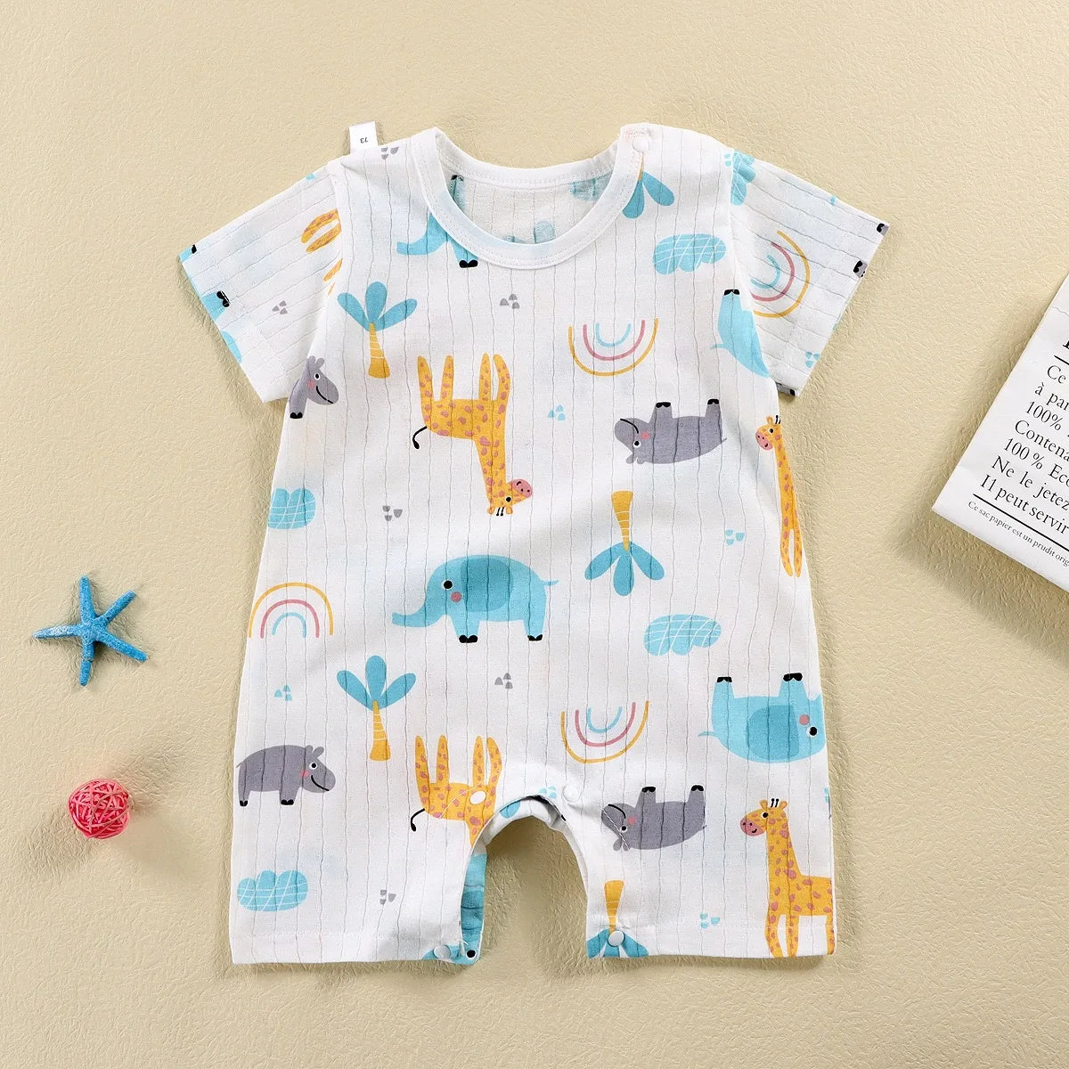 2025 Climbing Clothes Pure Cotton Summer New Version Of Male Baby Thin Female Short Sleeved Children Onesies Kids Clothes