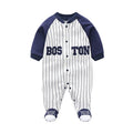 Uniforme de béisbol de algodón puro para bebé, manga larga bombacha, ropa de recién nacido, envoltorio de pies, primavera, otoño, 0-1 año