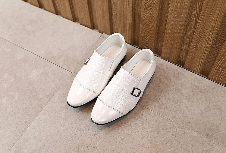 Kids Boys Girls Leather Shoes Students Boys Girls Soft Bottom Performance Shoes Black Fashion  Flower Kids Ceremonial Footwear