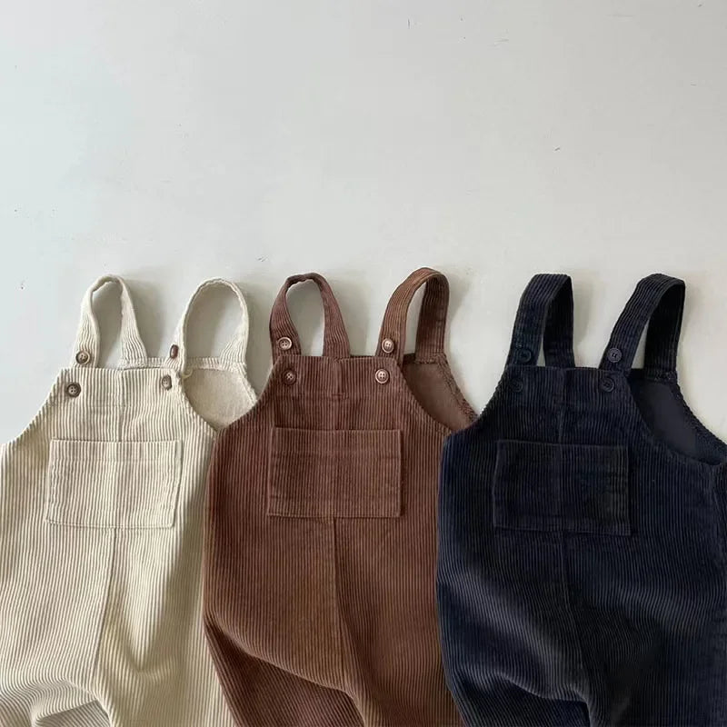 Herbst Winter Kleinkind Baby Jungen Mädchen Einfarbig Cord Latzhose Strampler Kinder Overall Kleidung