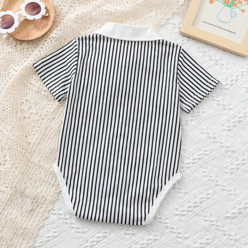 Mameluco de caballero para bebé niña o niño, con camisa, solapa, manga corta, conjunto para recién nacido, mono para bebé o infante