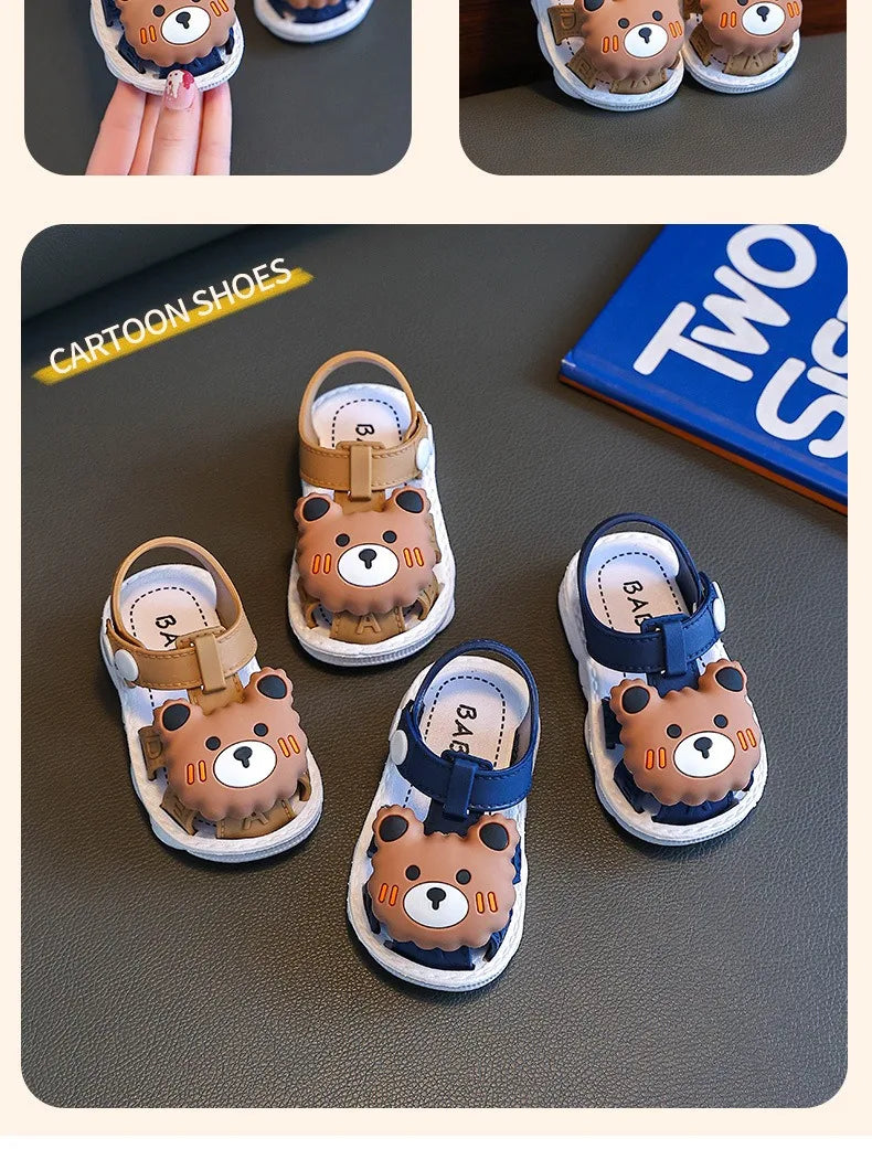 Children's Sandals 2024 Summer Boys Anti-kick Non-slip Soft-soled Infants and Toddlers 0-3 Years Old Baby Bag Head Toddler Shoes