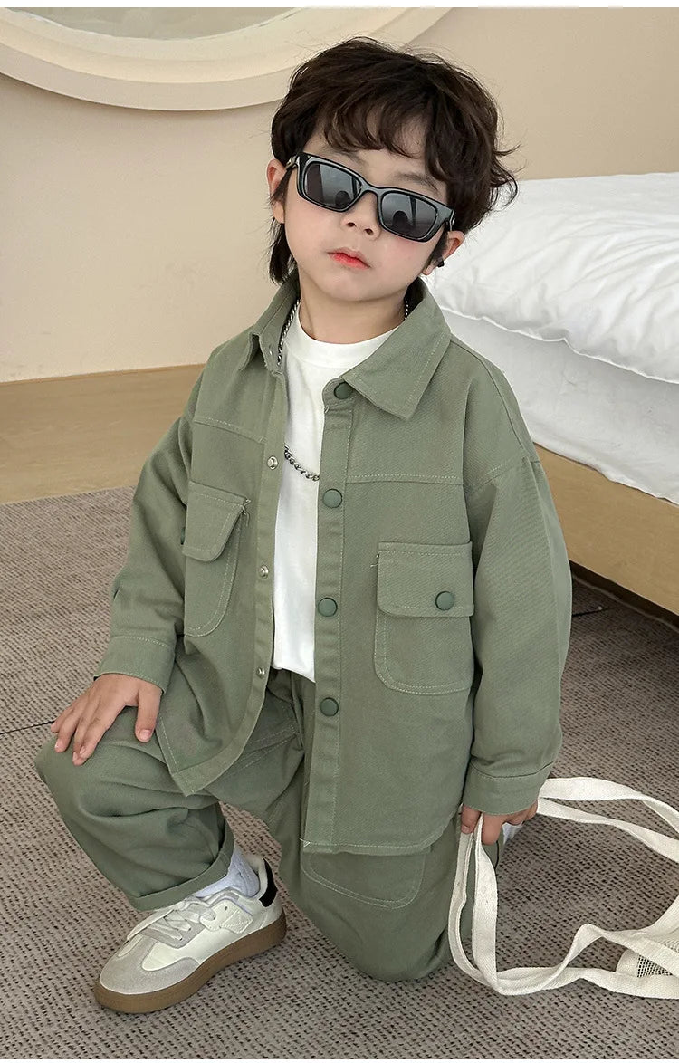 Jungenanzug 2025 Herbst neue modische Oberteil-Hose Sport Freizeit Arbeitskleidung Kinderkleidung Jacke