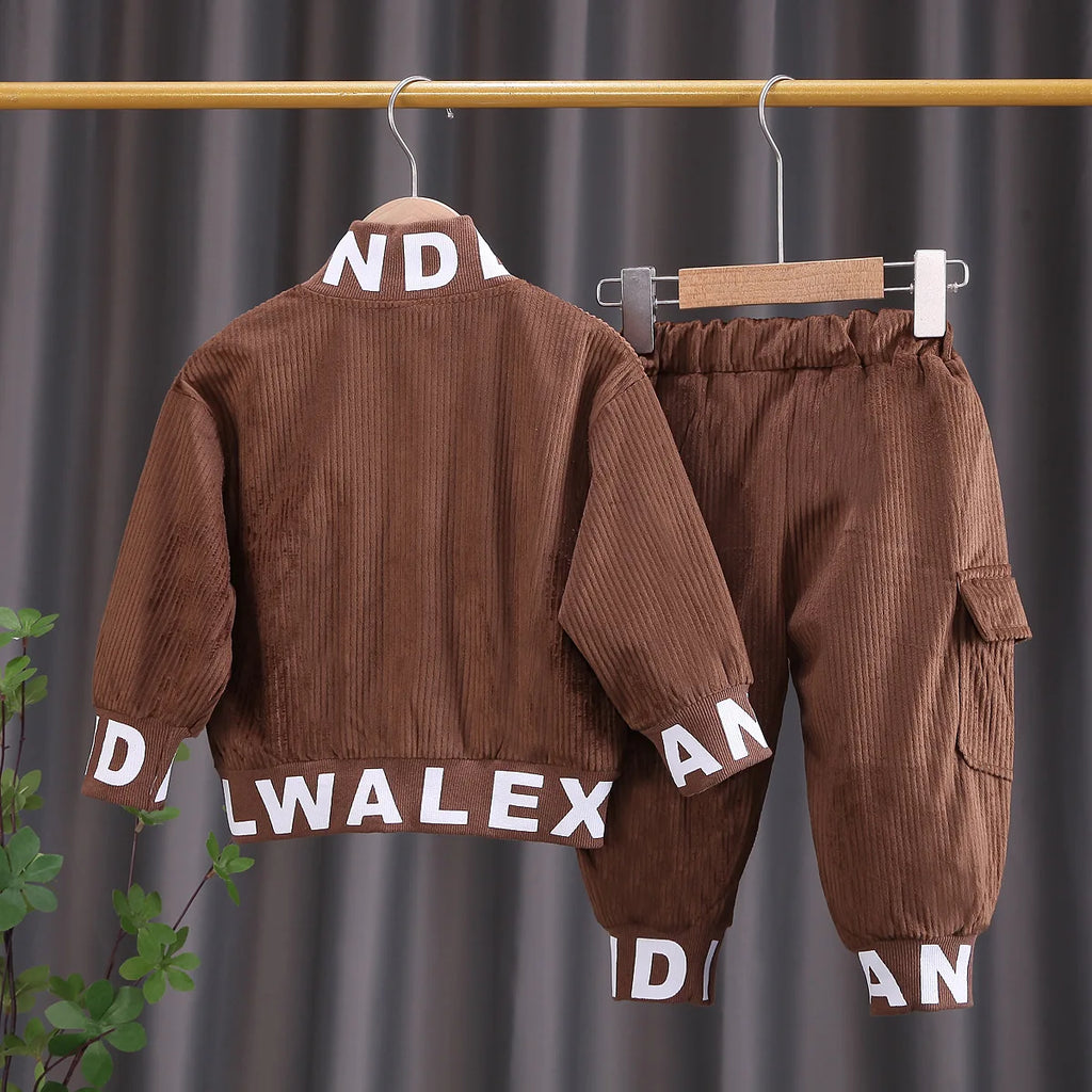 Conjunto de ropa para bebés y niñas pequeñas, primavera, otoño, pana, dibujos animados, conjuntos de ropa para niños, chaquetas con capucha y pantalones, traje para niños de 0 a 5 años